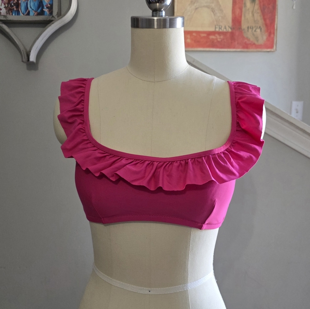 J. Crew Ruffled Swim Top Pink Medium - Picture 10 of 11